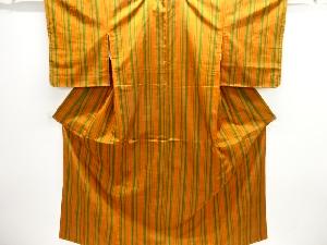 未使用品　縞織り出し手織り節紬着物